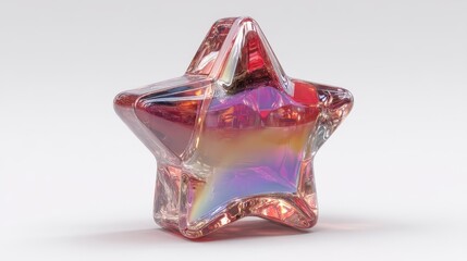 Leinwandbilder - chrome star shape with retro gradient colors 3d rendering isolated on white,photo stocks