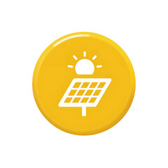Poster - A bright and simple icon depicting a solar power system with a sun symbol representing clean sustainable energy technology