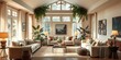 © Saifur Rahman - Sunlit Living Room with Beige Sofas and Lush Greenery, AI generated