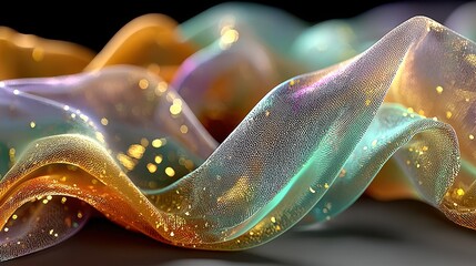 Leinwandbilder - flowing cloth shape with holographic texture 3d animation,photo stocks