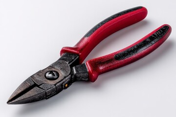 Poster - High-quality needle nose pliers with distinct red and black grips on a light background for clear visibility