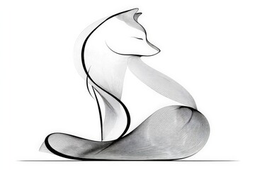 Poster - Elegant lines create a graceful representation of a fox in a minimalistic style, highlighting its poise and beauty