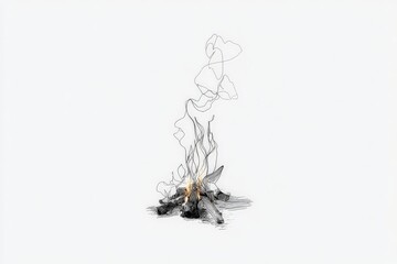 Poster - Fire burns brightly as wisps of smoke dance into the night sky in a serene outdoor setting