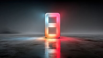 Poster - number eight futuristic digital symbol pink blue gradient neon light glowing in the dark 3d rendering