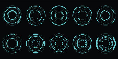 Wall Mural - sci-fi futuristic circle hud dashboard display virtual reality technology screen. user interface set
