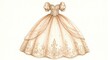 © Image - Elegantly sketched gown with ornate bodice, flowing skirt, and delicate pearl accents, a design evoking timeless beauty.
