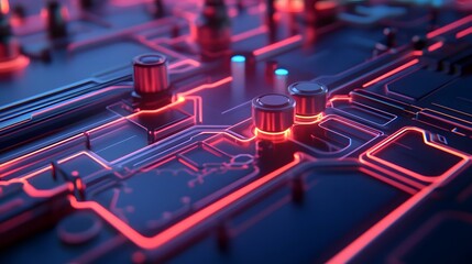 Data flow animation on a high-tech digital interface