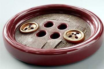 Aufkleber - Detailed close-up of a classic sewing button against textured fabric background showcasing artistry in design and craftsmanship