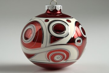 Poster - Colorful red and white ornament designed for seasonal celebrations adds charm to holiday decor in a cozy setting