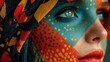 © Thoa - portrait of a woman with an abstract decor make up and cosmetics fashion background,photo stocks