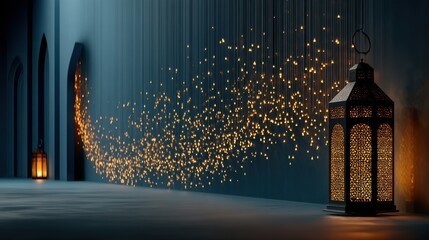 Leinwandbilder - ramadan kareem background with lantern empty space for text generative ai