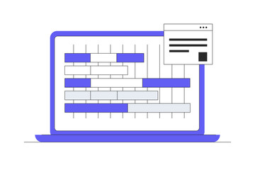 Wall Mural - computer laptop displays gantt chart assisting in planning for software development and project mana