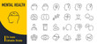 © iiierlok_xolms - Mental health web icons in line style. Depression, psychotherapy, psychological, bipolar, negative thinking, obsession, collection. Vector illustration.