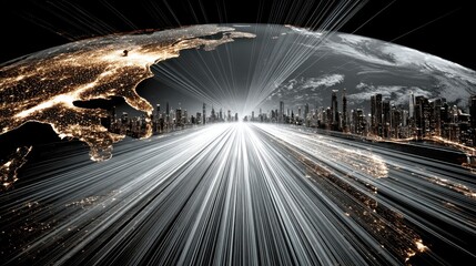 Poster - technology data background idea of global business solution