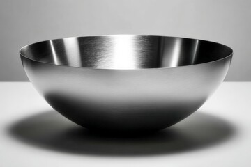 Leinwandbilder - Modern stainless steel bowl placed against a smooth light background showcases sleek design and versatility in kitchen use
