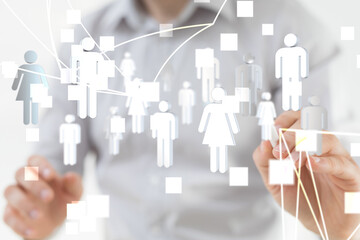 Poster - Stack of hands showing unity and teamwork 3d.