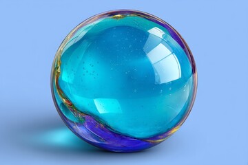 Poster - Colorful glass orb reflecting light and showcasing vibrant blue and purple hues on a simple backdrop