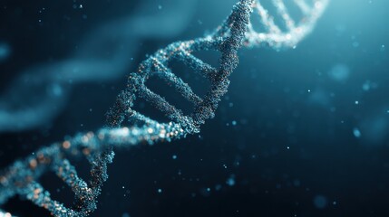 Leinwandbilder - Floating Abstract DNA Helix in a Serene Blue Space, Showcasing the Complexity of Genetic Structures and Molecular Design