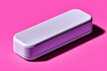 Aufkleber - Simple white rectangular box on vibrant pink background with soft shadows and smooth texture