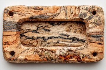 Poster - Unique handcrafted wooden piece with intricate patterns and textures displayed on a plain surface
