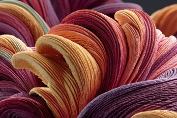 Poster - Colorful swirling fibers create an artistic display in a close-up composition showcasing intricate textures and vibrant hues