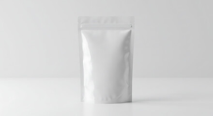 Wall Mural - empty white stand-up pouch packaging mockup for product branding and e-commerce