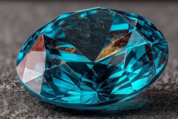 Aufkleber - Sparkling turquoise gemstone resting on a textured surface showcases its intricate cuts and brilliant reflections