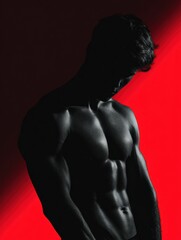 Poster - Muscle Silhouette Contrasts With Bright Highlights in a Dramatic Dark Themed Composition