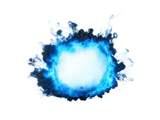 Wall Mural - spectacular blue energy sphere with dark smoke effect on pure white backdrop