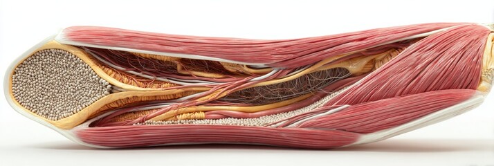Aufkleber - Cross Section of Leg Muscle Showcasing Detailed Structure and Organization in Flat Medical Style for Educational Purposes
