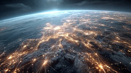 Aufkleber - Earth from Space: A Network of Light Connecting Cities and Continents Across the Globe