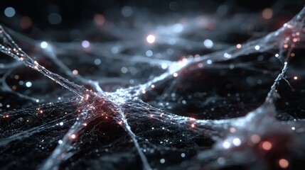 Leinwandbilder - Mystical Network: An Abstract Visualization of Interconnectedness and Light in a Dark Ambient Setting