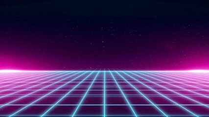Poster - Retro Cyberpunk Grid Landscape