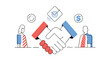 © THIBNH - business people making handshake to close company merger and acquisition deal stakeholders agreement offer company selling and expansion finance concept vector illustration 42544855 1