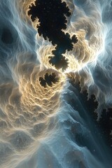 Wall Mural - abstract fractal art rendering of celestial clouds and cosmic space from low angle view showing dept