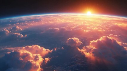 Wall Mural - view of earth from space with sunrise (elements of this image furnished by ai)