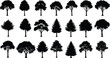 © john - Set of silhouettes various trees on a white background, PNG collection
