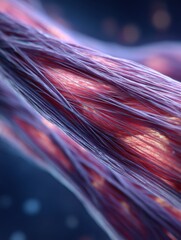 Leinwandbilder - Macro 3D Render of Muscle Fibers Showcasing Intricate Details and Blurred Side Effects for a Dynamic Visual Experience