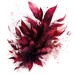 Wall Mural - vibrant floral burst of maroon and pink abstract digital with lush botanical motif featuring a dynam
