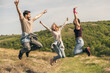 © milanmarkovic78 - Happy Friends Jumping In Nature