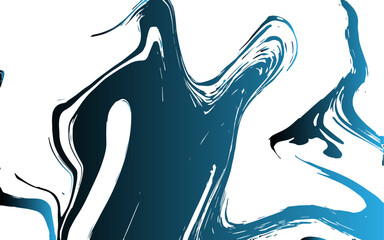 Leinwandbilder - Abstract fluid art composition with swirling and marbled textures and  vibrant green and blue gradient. Dynamic irregular wave lines with smooth curves and glossy. Marble and liquid grunge texture 