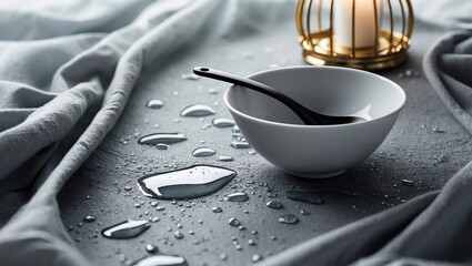Wall Mural - water beads on the table surface