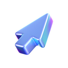 Wall Mural - 3d holographic arrow cursor icon with a neon gradient, isolated on a white background. render of iri
