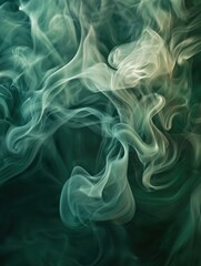 Wall Mural - wispy teal smoke swirling abstractly against a dark background studio shot ethereal dreamy atmospher