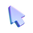 © janevasileva - 3D holographic arrow cursor icon with a neon gradient, isolated on a white background. Render of iridescent arrow for interfaces, tech navigation, mouse clicks, location search. 3d vector icon