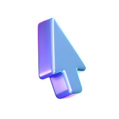 Wall Mural - 3d holographic arrow cursor icon with a neon gradient, isolated on a white background. render of iri