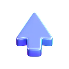 Wall Mural - 3d holographic arrow cursor icon with a neon gradient, isolated on a white background. render of iri