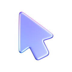 Wall Mural - 3d holographic arrow cursor icon with a neon gradient, isolated on a white background. render of iri