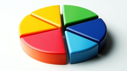 Poster - A close-up of a financial pie chart on a printed report, with distinct color segments representing different financial categories, placed on a clean white desk.