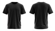 © ShahinAlam - A 4K photo of blank black tshirt front and back views isolated on white apparel mockup design.